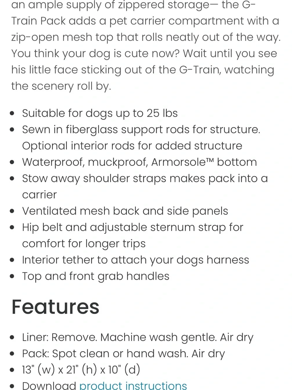 Kurgo g train dog backpack